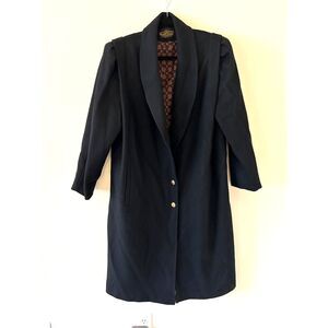 Michelle Francois Black Wool Mix‎ Long Over Coat